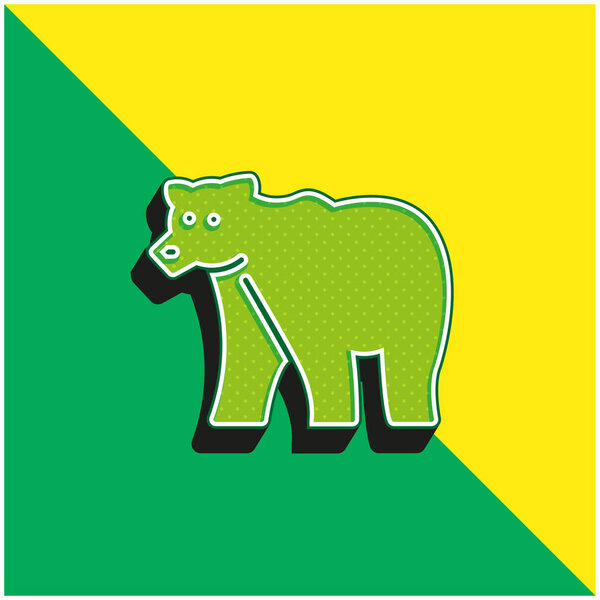 Bear Green and yellow modern 3d vector icon logo