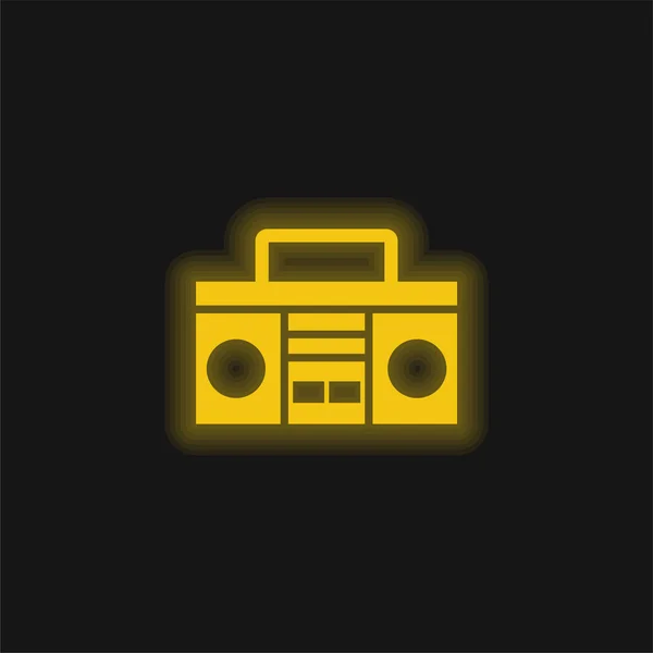 Boom Box Avec Poignée Jaune Brillant Icône Néon — Image vectorielle