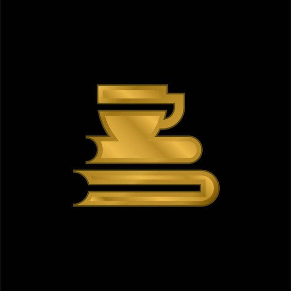 Books gold plated metalic icon or logo vector