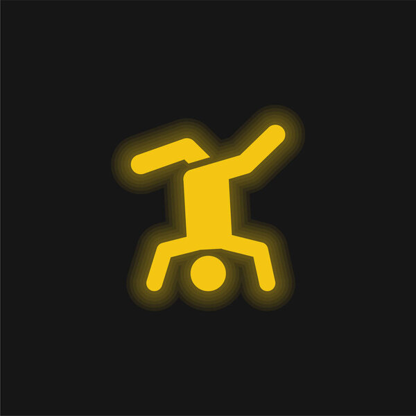 Breakdance yellow glowing neon icon