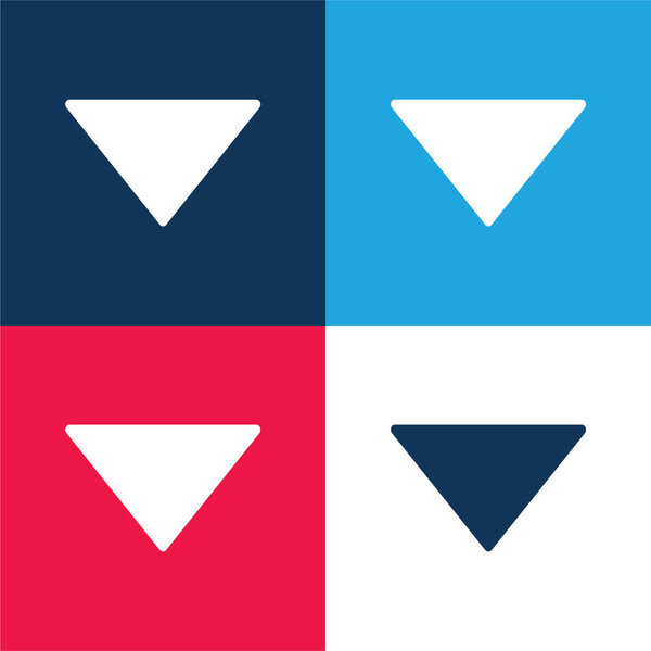 Стрелка вниз Заполненный треугольник синий и красный четыре цвета минимальный набор значков