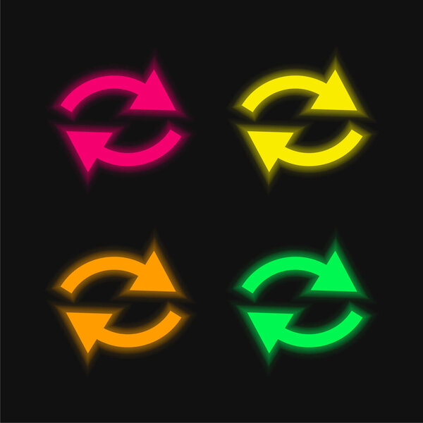 Arrows Couple four color glowing neon vector icon