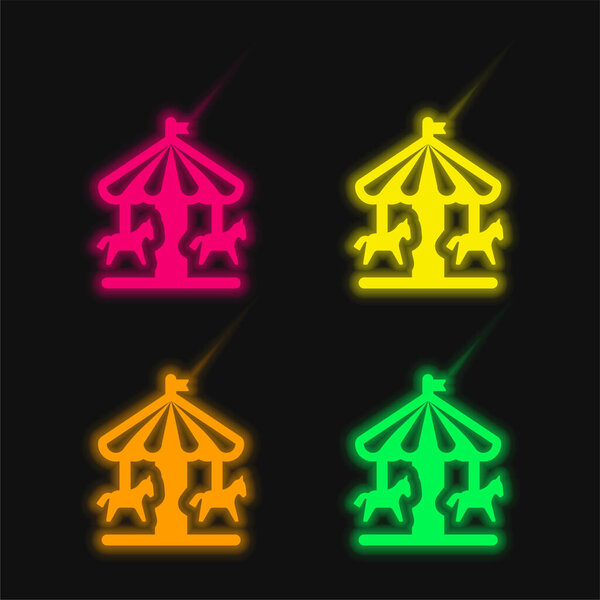 4-цветный светящийся неоновый вектор в парке развлечений