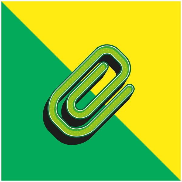 Приложение Диагональный символ скрепки Зеленый и желтый современный 3d логотип вектора