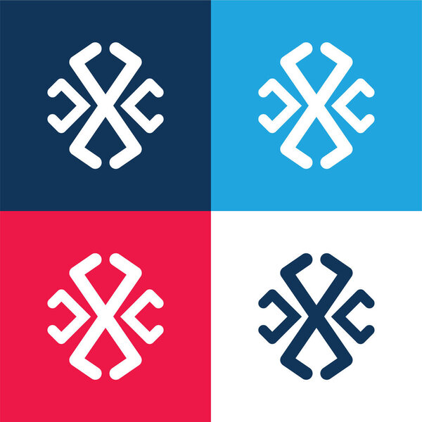 Astrological Line Symbol blue and red four color minimal icon set