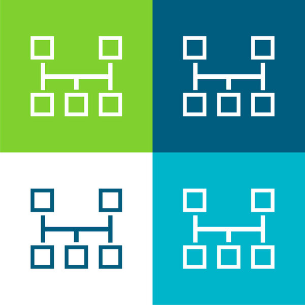 Блоки Схема Плоский четырехцветный минимальный набор значков