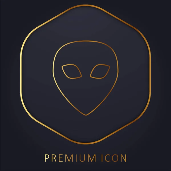 Alien Black Head Shape Golden Line Premium Logo Icon — Stock Vector
