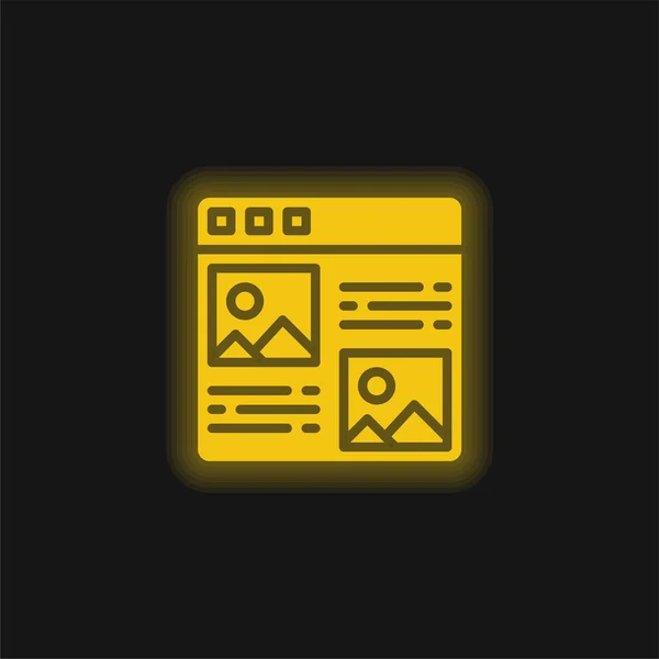 Cikk Sárga Izzó Neon Ikon — Stock Vector