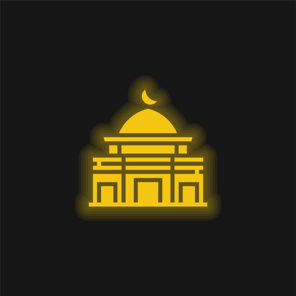 Al Aqsa Mosque yellow glowing neon icon