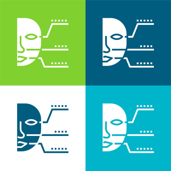 Биометрическая идентификация Плоская четырехцветная минимальная иконка