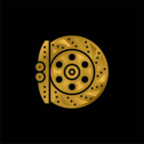 Тормозной позолоченный металлический значок или вектор логотипа