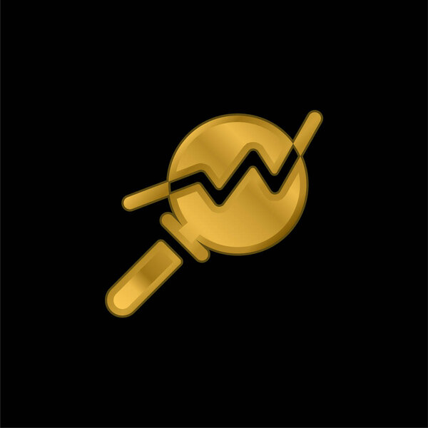 Analytics gold plated metalic icon or logo vector