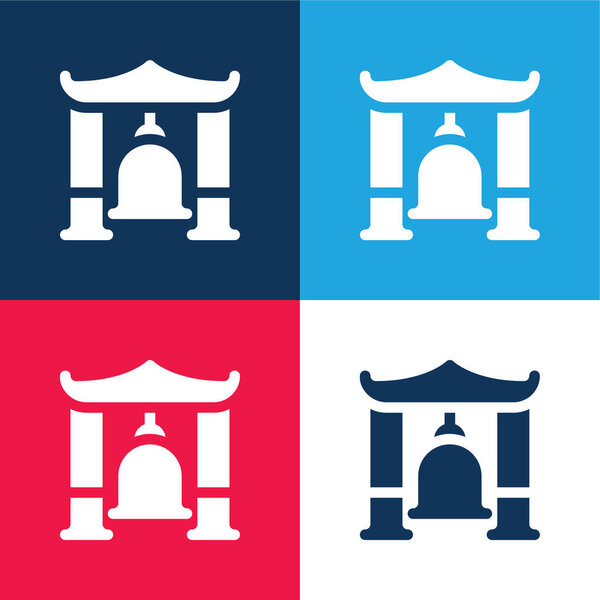 Bell blue and red four color minimal icon set
