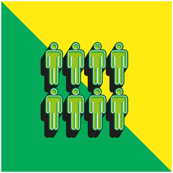 8 Persons Green and yellow modern 3d vector icon logo
