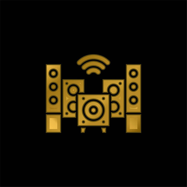 Аудио-позолоченный металлический значок или вектор логотипа