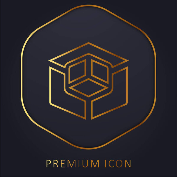3d Modeling golden line premium logo or icon