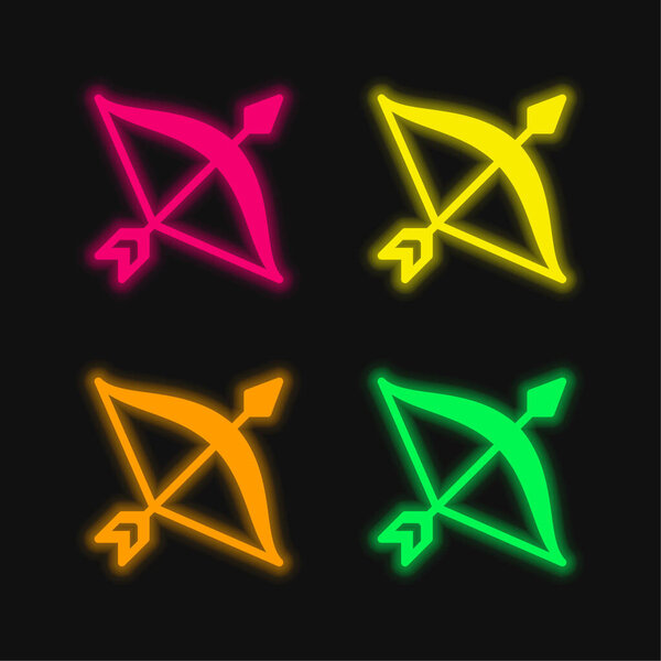 Bow four color glowing neon vector icon