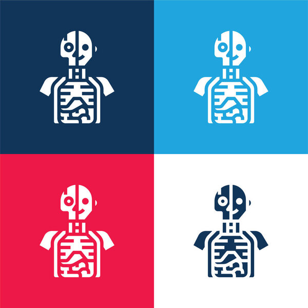 Anatomy blue and red four color minimal icon set