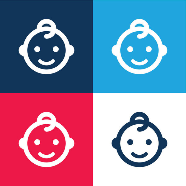 Baby blue and red four color minimal icon set