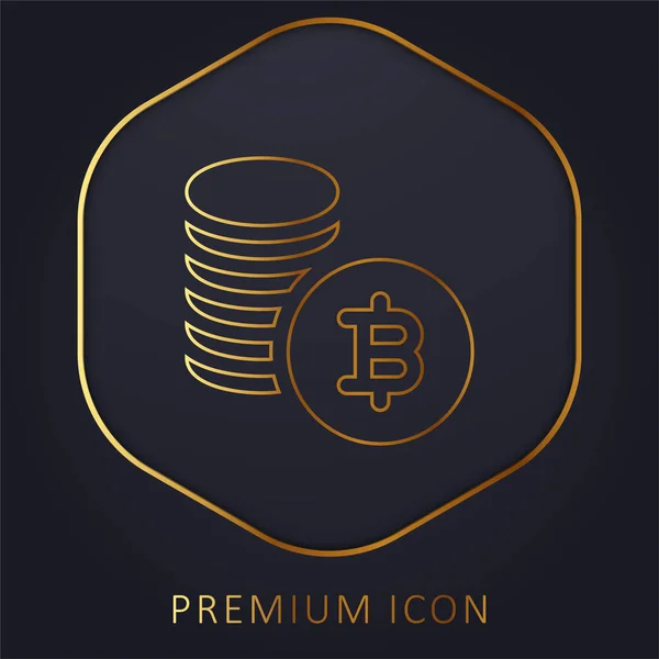 Bitcoin Gouden Lijn Premium Logo Pictogram — Stockvector