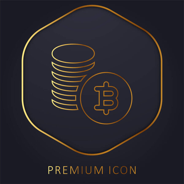 Bitcoin Золотая линия премиум логотип или значок