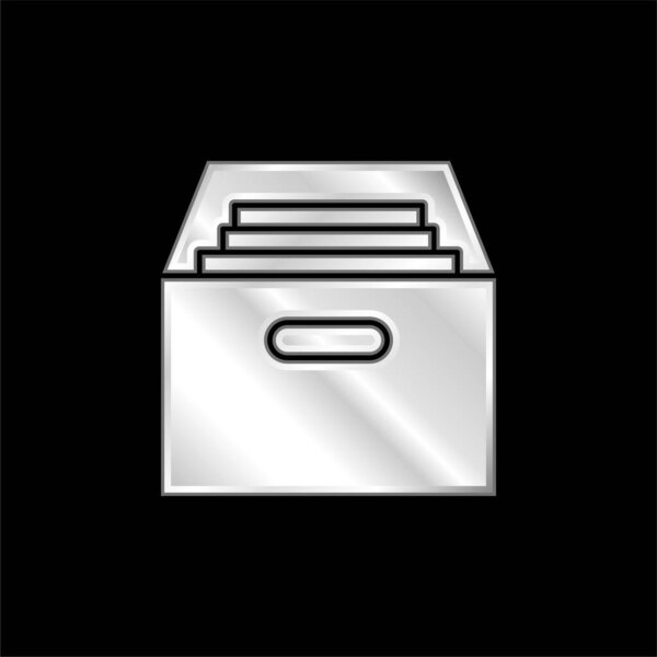 Archive silver plated metallic icon