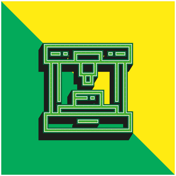 3d Printer Green and yellow modern 3d vector icon logo