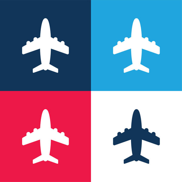 Авиалайнер синий и красный четыре цвета минимальный набор значков