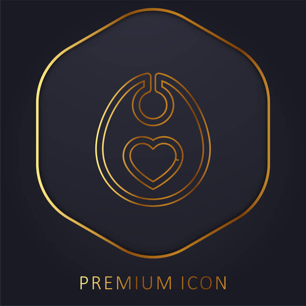 Baby Bib With Heart Outline golden line premium logo or icon