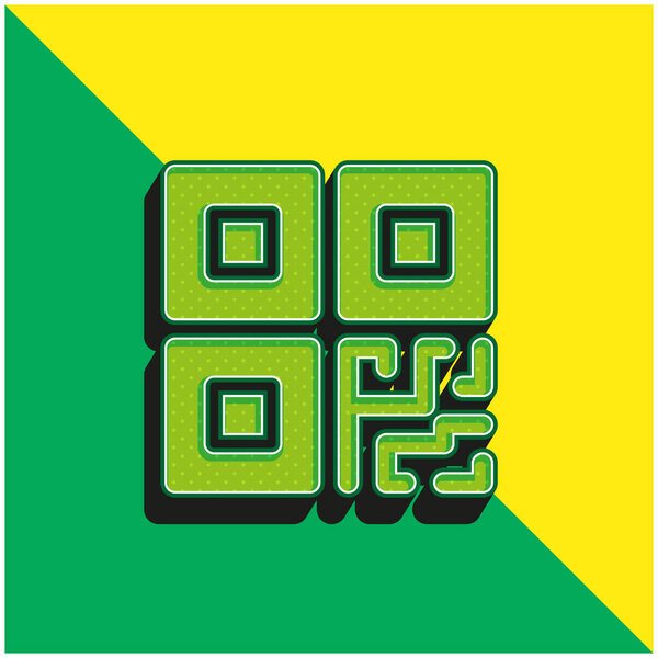 Barcode Green and yellow modern 3d vector icon logo