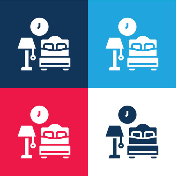 Accomodation blue and red four color minimal icon set