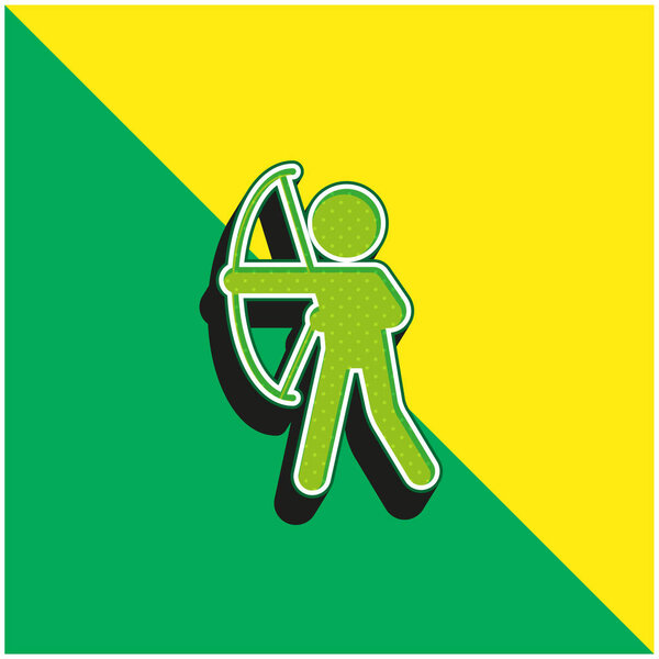 Чемпион по стрельбе из лука Зеленый и желтый современный 3D логотип