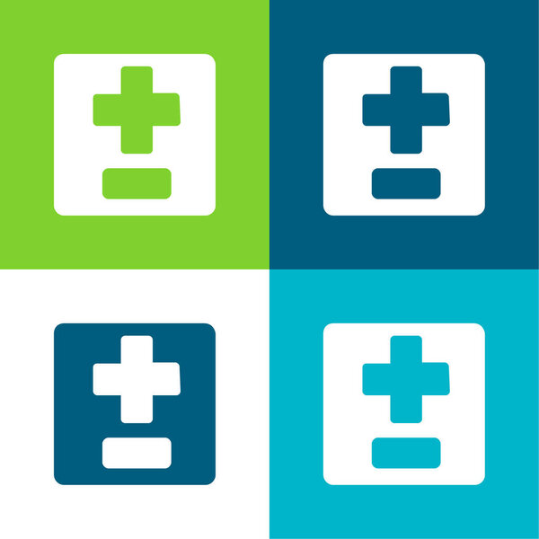 Добавить и вычесть символы плоские четыре цвета минимальный набор значков