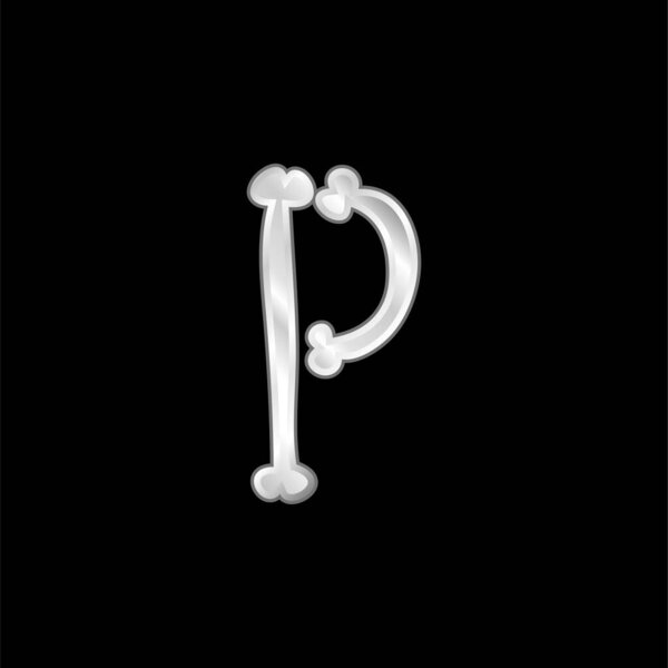 Bones Halloween Typography Filled Shape Of Letter P silver plated metallic icon