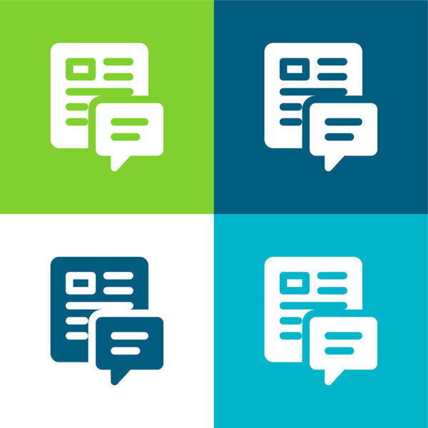 Блог Плоский четырехцветный минимальный набор значков