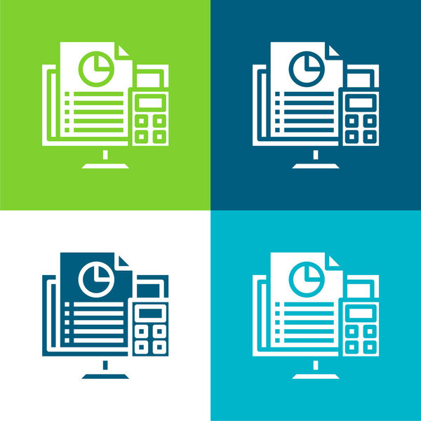 Учет Плоский четырехцветный минимальный набор значков