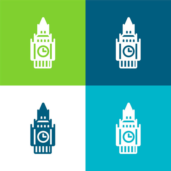 Big Ben Flat four color minimal icon set