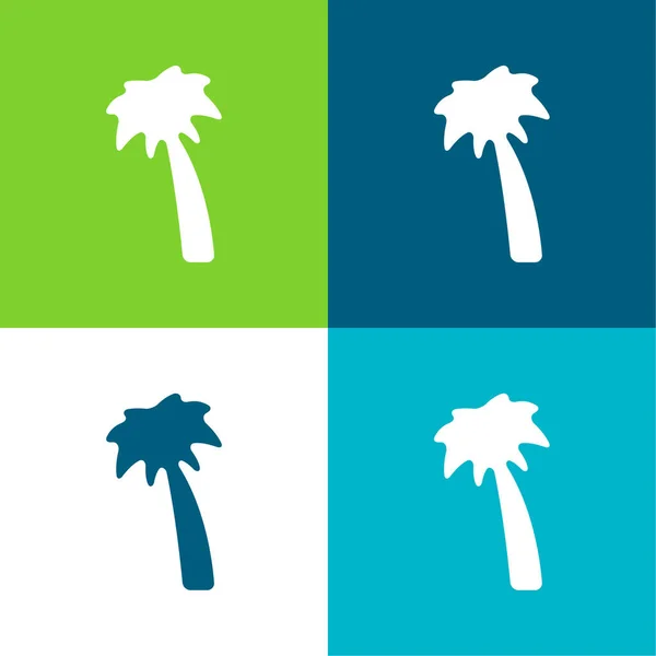 Negro Palmera Plana Cuatro Colores Mínimo Icono Conjunto — Vector de stock