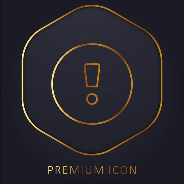 Attention Sign golden line premium logo or icon
