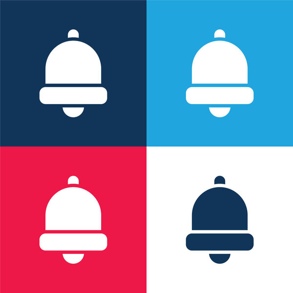 Bell blue and red four color minimal icon set