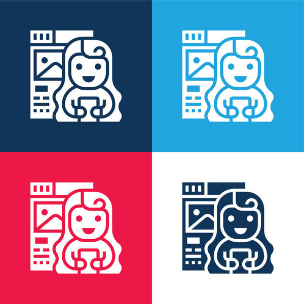 Blogger blue and red four color minimal icon set