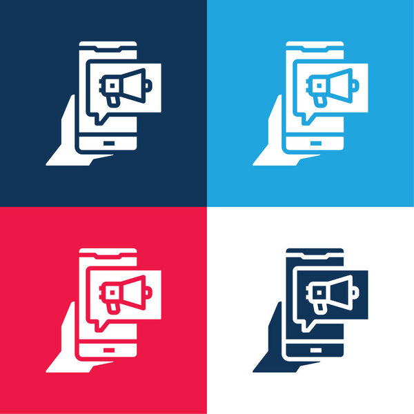 Рекламный синий и красный четыре цвета минимальный набор значков