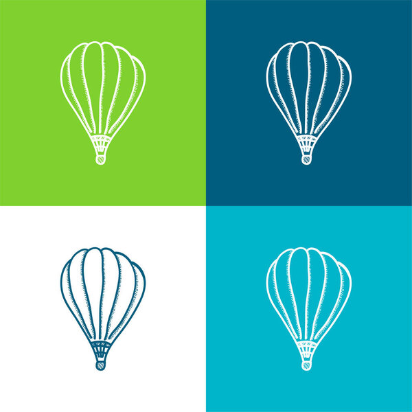 Воздушный шар Плоский четырехцветный минимальный набор значков