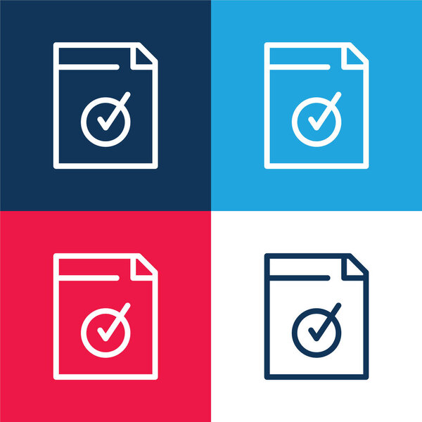 Утвержденный набор иконок синего и красного цветов