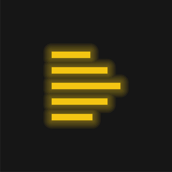 Bar Chart yellow glowing neon icon