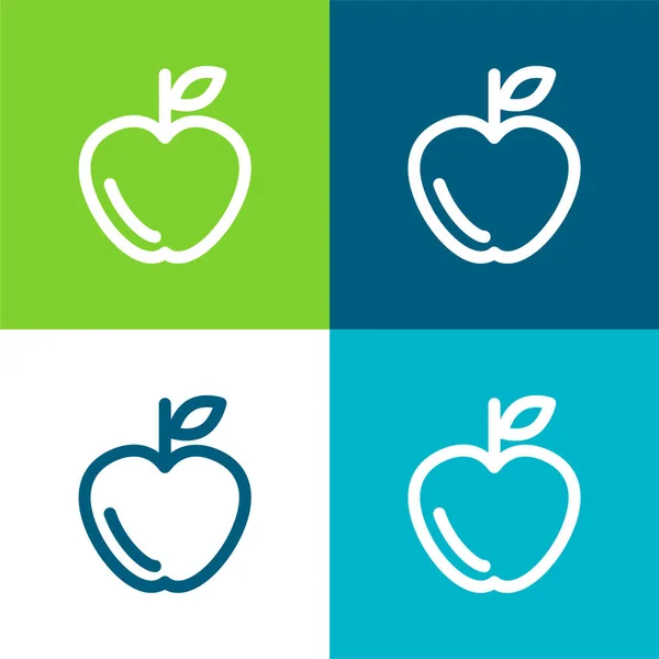 Apple Outline Flat Four Color Minimal Icon Set — Stock Vector