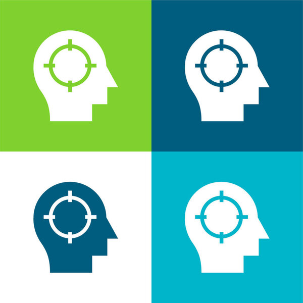 Brain Flat четыре цвета минимальный набор значков