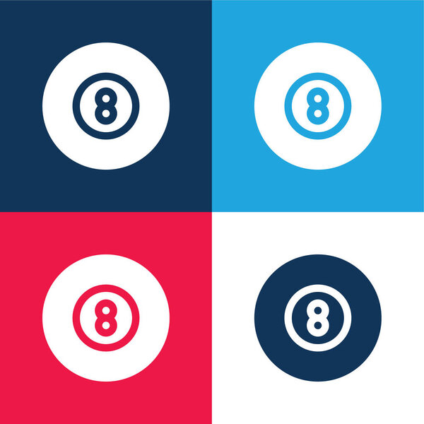 Billiard blue and red four color minimal icon set
