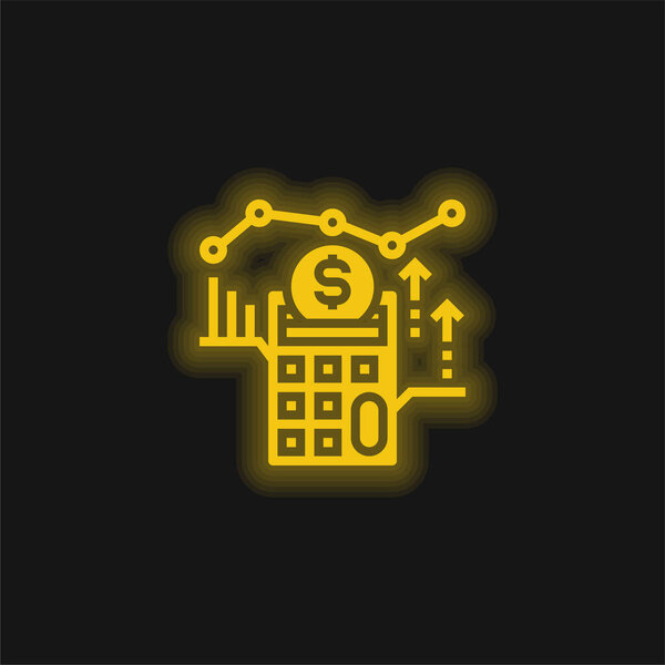 Accounting yellow glowing neon icon