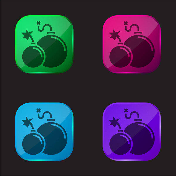 Atomic Bomb four color glass button